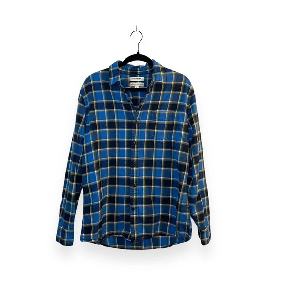Goodthreads Men’s Heavyweight Brushed Flannel Shirt Jacket in Blue/Yellow Size M - Picture 3 of 13